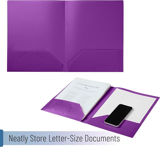 Mr. Pen- Plastic Folders with Pockets, 5 pcs | Aesthetic File Folder with Business Card Slot, 2-Pocket Folder, Back to School, Office, Filing Supplies