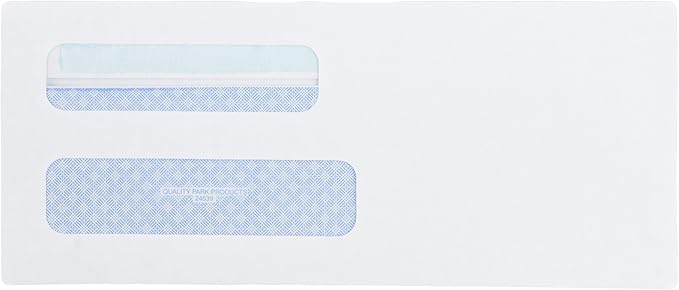 Quality Park #8 5/8 Security Envelopes,Double Window,Self Seal Envelopes for Invoices/Statements,3-5/8" x 8-5/8",24 lb White,500/Box (QUA24539),(Pack of 5)