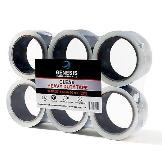 Clear Packing Tape, 24 Rolls Heavy Duty Packaging Tape for Shipping Packaging Moving Sealing, Thicker Clear Packing Tape, 1.88 Inches Wide, 60 Yards Per Roll, 1440 Total Yards
