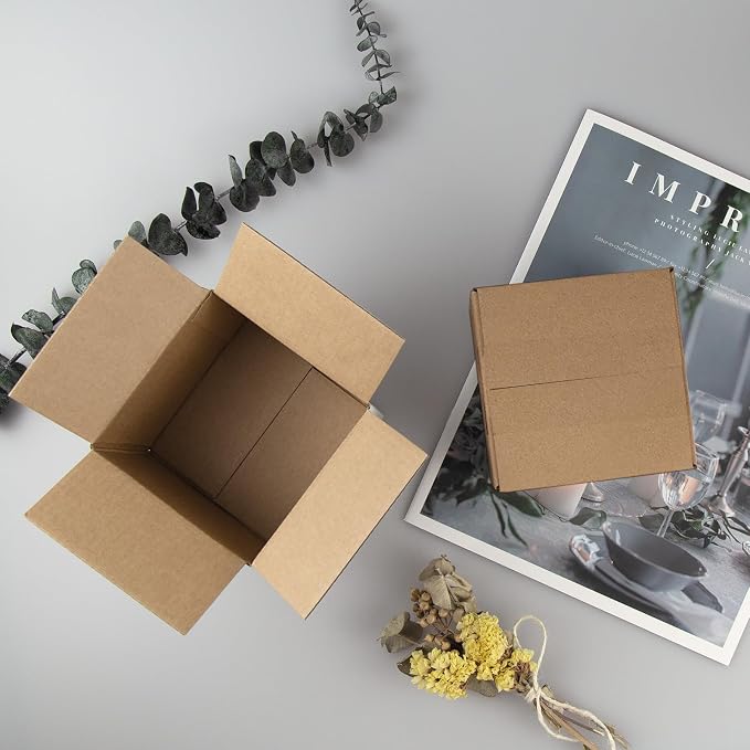 4x4x4 Inches Shipping Boxes Set of 40, Brown Corrugated Cardboard Box Literature Mailer for Packing Small Business
