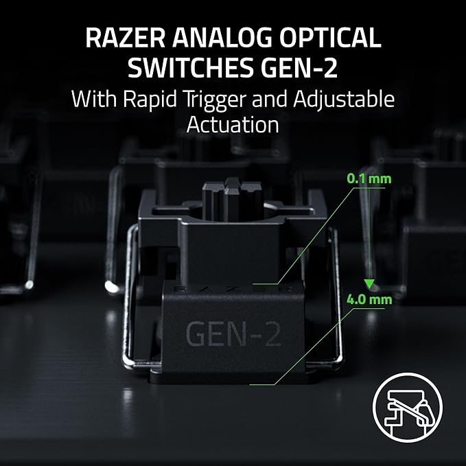 Razer Huntsman V3 Pro TKL 8KHz Esports Gaming Keyboard: Analog Optical Switches Gen 2-8000 Hz Polling Snap Tap - Rapid Trigger - Adjustable Actuation - Media Controls - PBT Keycaps - Black