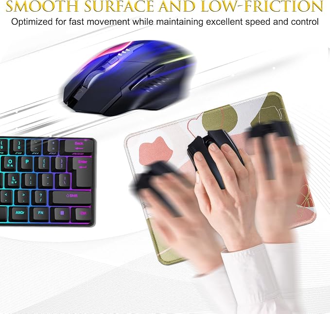 JIKIOU 3 Pack Mouse Pad with Stitched Edge, Portable Size-10.2x8.3in Rose | Anti-Fray, Comfortable Smooth Lycra Surface, Non-Slip Rubber Base, Machine Washable Fade-resistant, Compatible with All Mice