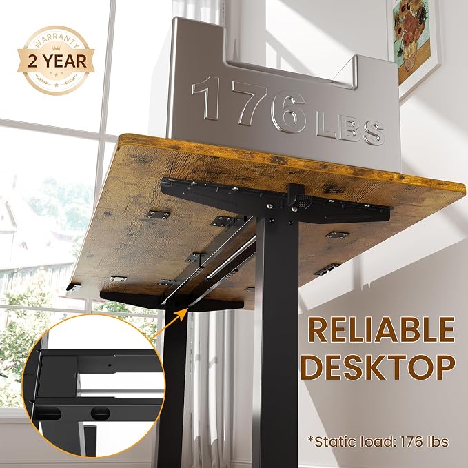 Veken 63" x 28" Super Large Standing Desk, Conference Room Tables, Brown | Height Adjustable Electric Computer Desk, Sit to Stand Up, Modern Workstation for Home Office, Writing, Gaming Study