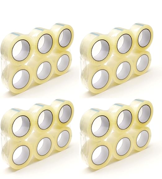 24 Rolls Clear Carton Shipping Box Sealing Packing Tape, 2" x 110 Yards 330' Ft, Heavy Duty Transparent Tape, Designed for Office, Home or Commercial Use (24 Rolls / 2" Wide (Clear))