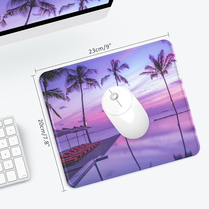 Mouse Pad with Stitched Edge, Multiple Patterns Computer Mouse Pads with Non-Slip Rubber Base, Washable Cloth Mousepad, for Gaming, Laptop, PC (Violet Dusk)