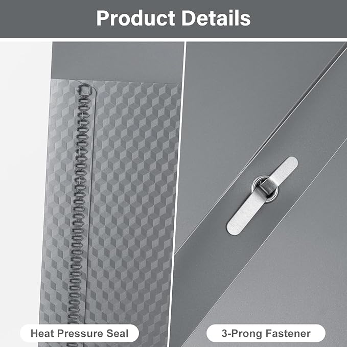 12-Pack Plastic Pockets with Prongs, 2-Pocket Folders with 3 Fasteners, Holds 8.5" x 11" Paper, Silvery
