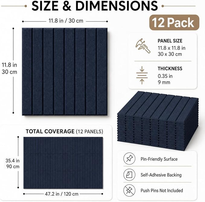 Stripe Felt Bulletin Board Tiles, Cork Board Alternative 48 x 36 in | 0.35 in modular felt wall tiles for notes, photos, schedules, reminders in offices, classrooms, home and office workspaces