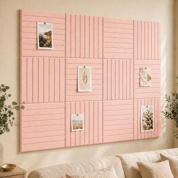 Stripe Felt Bulletin Board Tiles, Cork Board Alternative 24 x 36 in | 0.35 in modular felt wall tiles for notes, photos, schedules, reminders in offices, classrooms, home and office workspaces