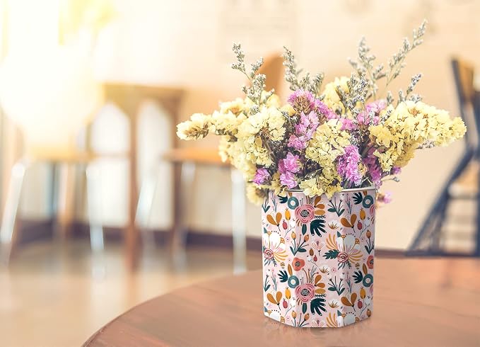 Ceramic Floral Pen Pot, Colored Pencil Container Cute Decor for Room, Office, School, University, Makeup Brush Holder for Girl Women Adult Teen Gift, Pink Flower