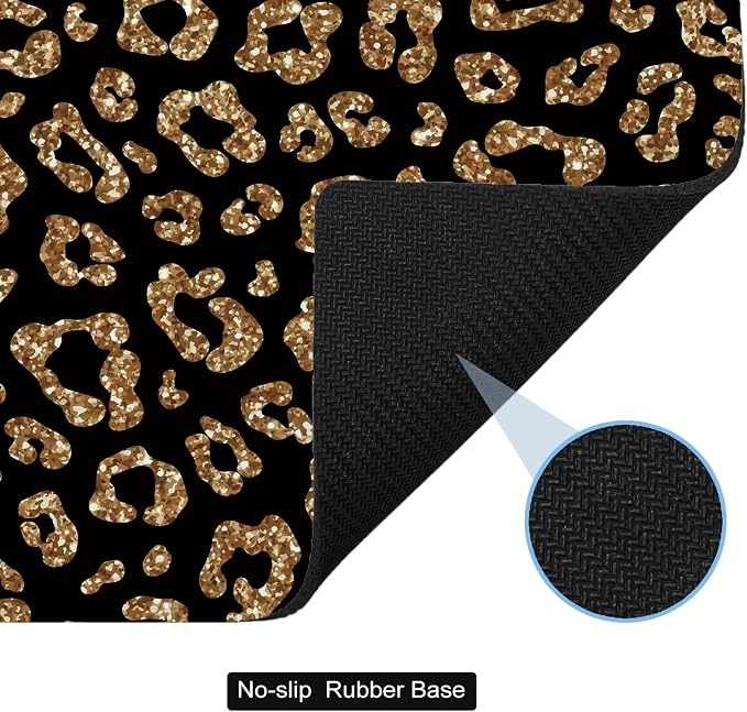 Small Mouse Pad Cute, Mini Mouse Pads for Wireless Mouse and Laptop, Travel Mousepads with Designs - Gold Glitter Leopard, Portable Mousepad 5.5 x 7 Inch, Kawaii Desk Decor for Women