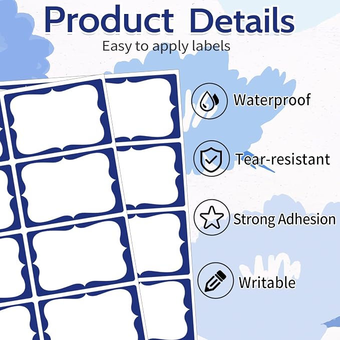 Starboling Name Tag Stickers, 200 Pcs 3"x2" Blue Plain Stickers, Colorful Border, For Office, Meetings, School & Home