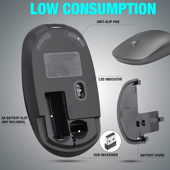 Kingdder 20 Pack Mouse for Laptop Computer Mouse 1000 DPI Optical with USB Receiver Bulk Compatible with Windows, PC, Computer, Laptop