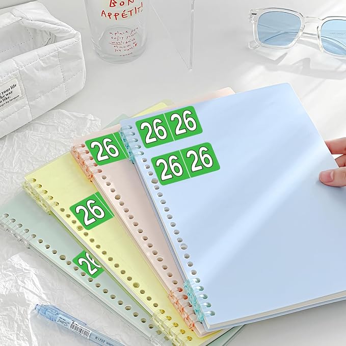 500 Pieces 2026 Year Stickers File Folder Year Labels Rectangle Coded Colored Year Stickers Self Adhesive Year Labels Tab File Folders Office Supplies, 1 Roll, 3/4" x 1-1/2"(Green)