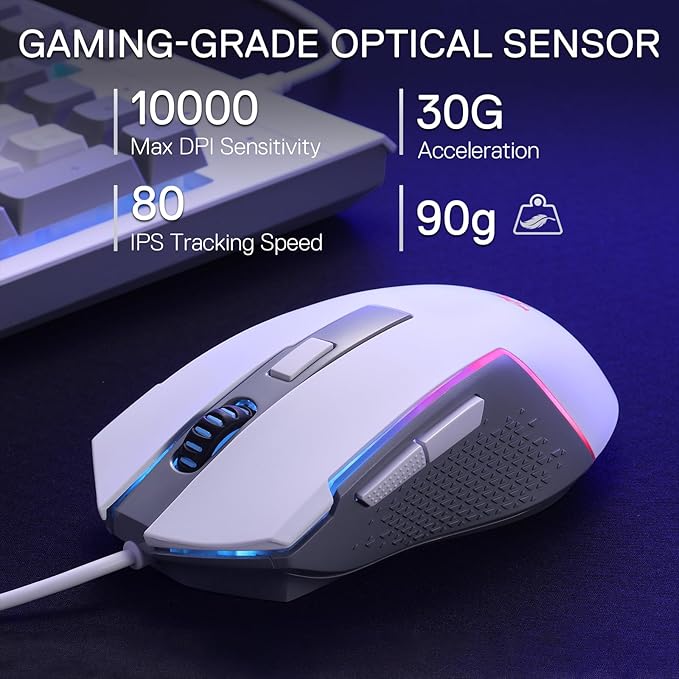 Redragon S151 Gaming Keyboard & Mouse Combo, 104 Keys K525 Wired RGB Membrane Keyboard and 10000 DPI Wired M616 Gaming Mouse Bundle