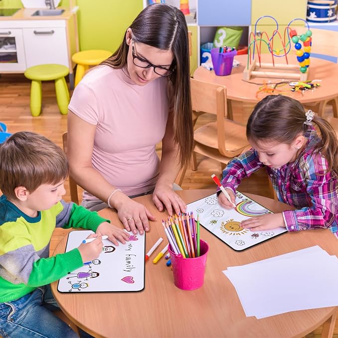 Small White Dry Erase Board Double Sided，Small Dry Erase Board 14x11 Inch,Mini White Board with 8 Markers for Students Office Kitchen