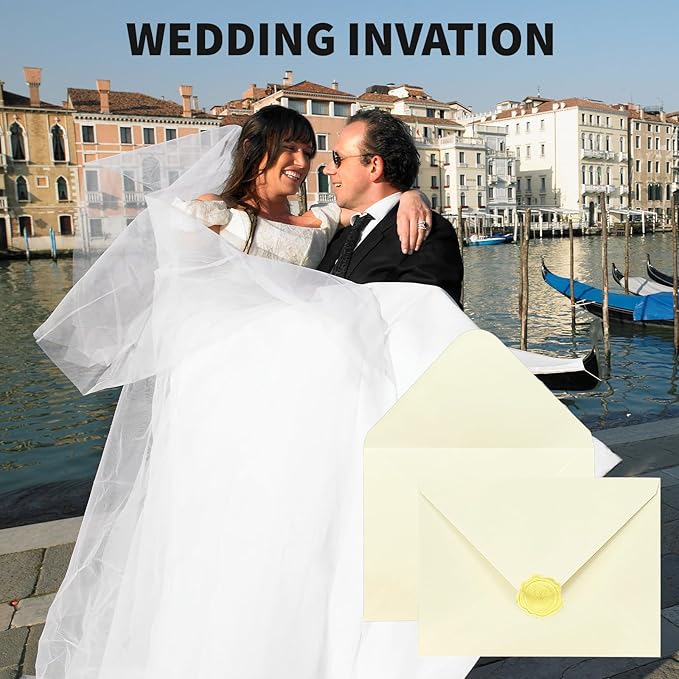 YINUOYOUJIA 50 PCS Ivory Specialty Paper Envelopes A7, 5 x 7 Envelopes for Invitation, Great for Wedding Invitation Cards, Photos,Perfect for Birthday, Baby Shower, Graduation, Christmas