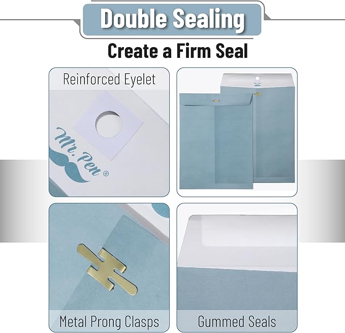 Mr. Pen- Clasp Kraft Envelopes, 18 Pack, 9" x 12", Blue, Document Size, Clasp and Gummed Closure