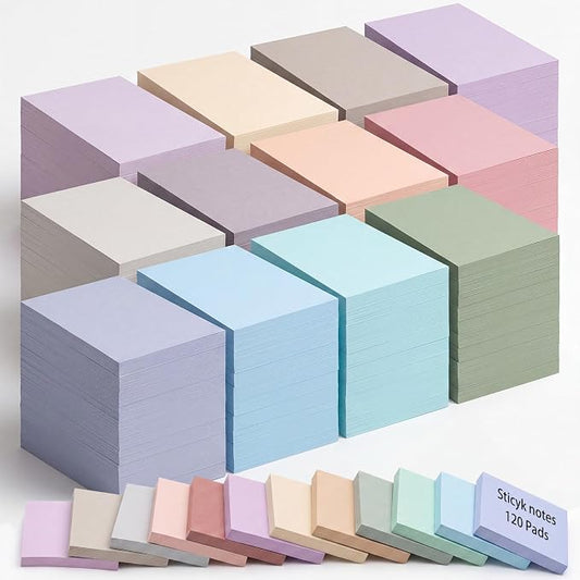 Fainne 120 Pads Sticky Notes Bulk 1.5x2,Simple Style,Soft Color,120 Pads | Bulk Mini Posted Pads, 50 Sheets Each, Self Stick Memo Paper for Office School Notebook, Bright Assorted Colors