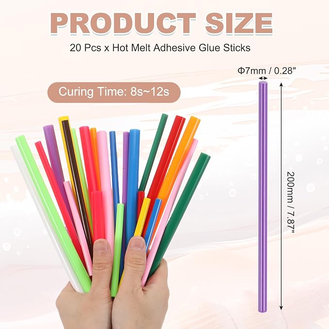 PATIKIL Hot Glue Sticks for Glue Gun, 20 Pcs Colored Hot Melt Adhesive Glue Sticks Bulk for DIY Projects Craft Art Decoration Home Repairs, Dark Purple (7.9" x 0.28")