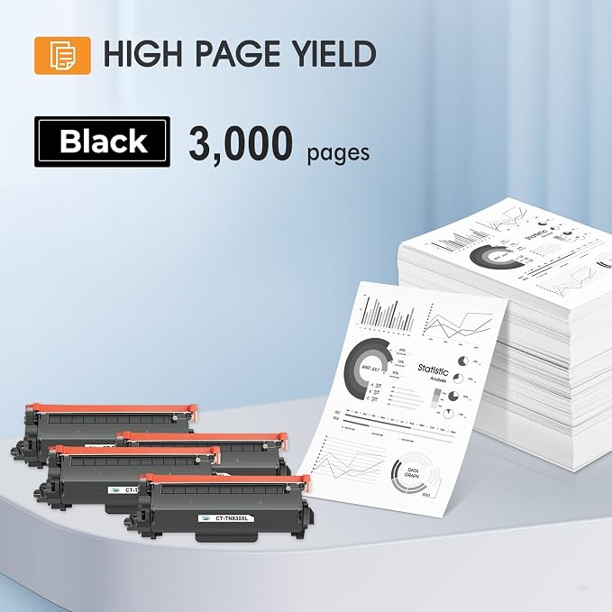 TN830 TN830XL 830 XL/V/R Toner for Brother Printer DCP-L2640DW HL-L2460DW | Compatible for Brother MFC-L2820DW TN-830 TN-830XL TN 830 XL Cartridge HL-L2405W HL-L2400D Printer High Yield 4 Black Printer