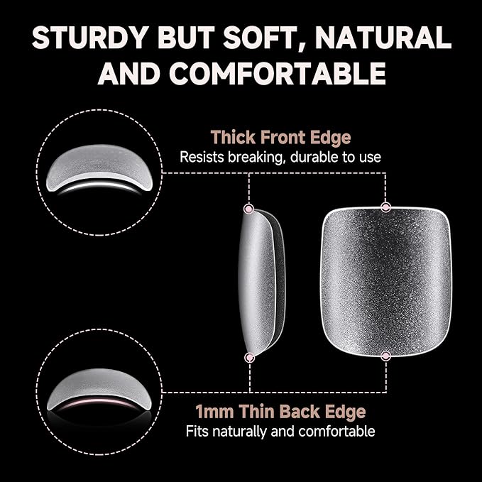 UNA GELLA Toe Nail Tips 504Pcs - Full Cover Matte Squavol Toe Nails Soft Gel Pre-file Gel Toe Nail Tips For Toe Nail Extensions Home DIY Nail Salon Soak Off 15 Sizes