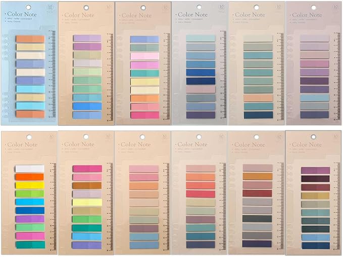 ELII Sticky Tabs 2400pcs - Colored Writable Repositionable Page Markers | Morandi Sticky Note,Strip Index Tabs,Page Tabs,Bible Study,Planning,Safety Material, Smooth Writing,Transparent,Waterproof