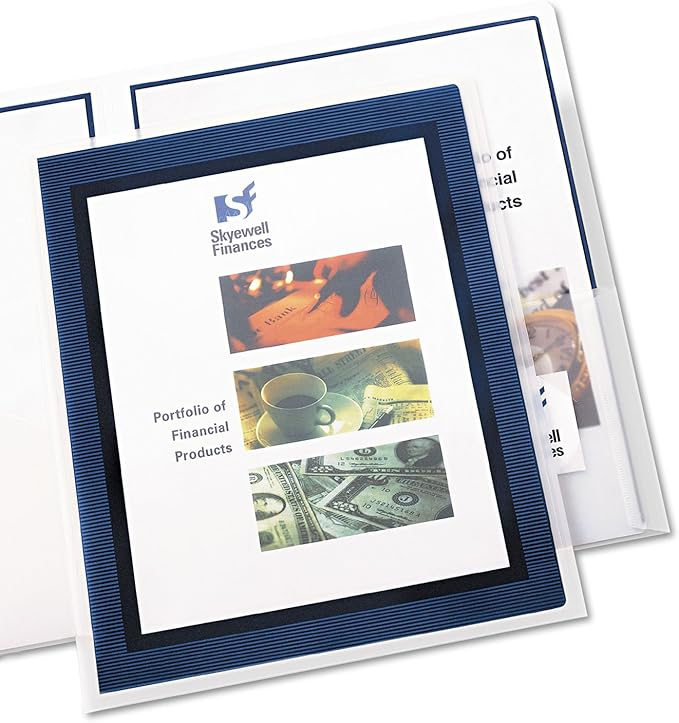Avery Flexi-View Two Pocket Folders, Holds up to 50 Sheets, 2 Navy Blue Folders (47846)