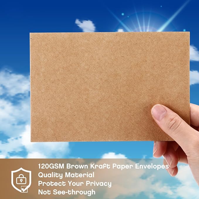 Fainne 1200 Pack Kraft Envelopes for Invitation, 120 GSM,A4, 4.25 X 6.25 in | Brown Envelopes for Invitation, 120 GSM Gift Card for Office, Wedding, Gift, Party, Baby Shower, Mailings