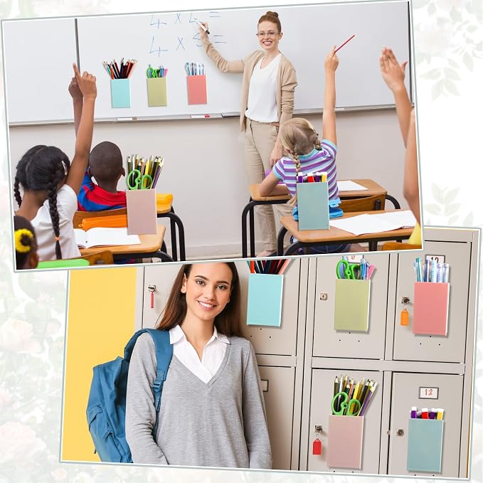 gisgfim 6 Pcs Classroom Magnetic Storage Boxes Magnetic Storage Containers Plastic Dry Erase Marker Holder Plastics Pen Holder for Refrigerator Whiteboard Home Office School Organizer Supply (Retro)