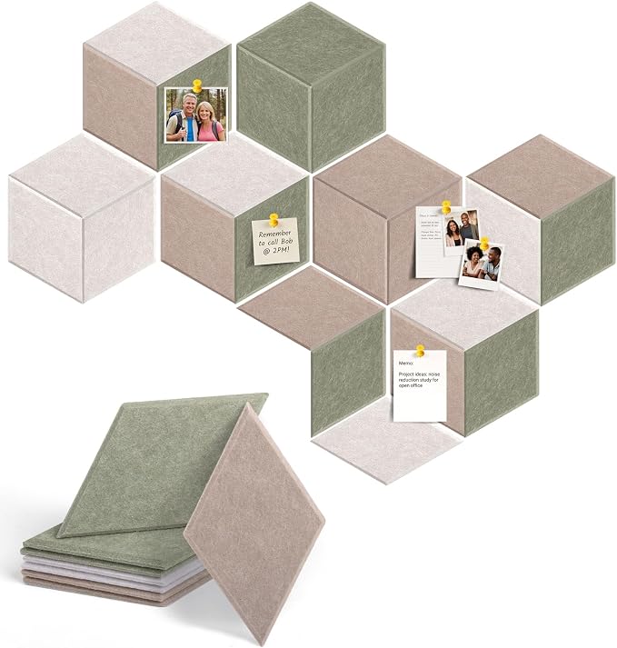 24 Pack Rhombus Felt Bulletin Board Tiles, Sage Green | Cork Board Alternative for Walls Decor with 72 Adhesive Tabs, Felt Pin Board for Classroom Home Office Vision Board