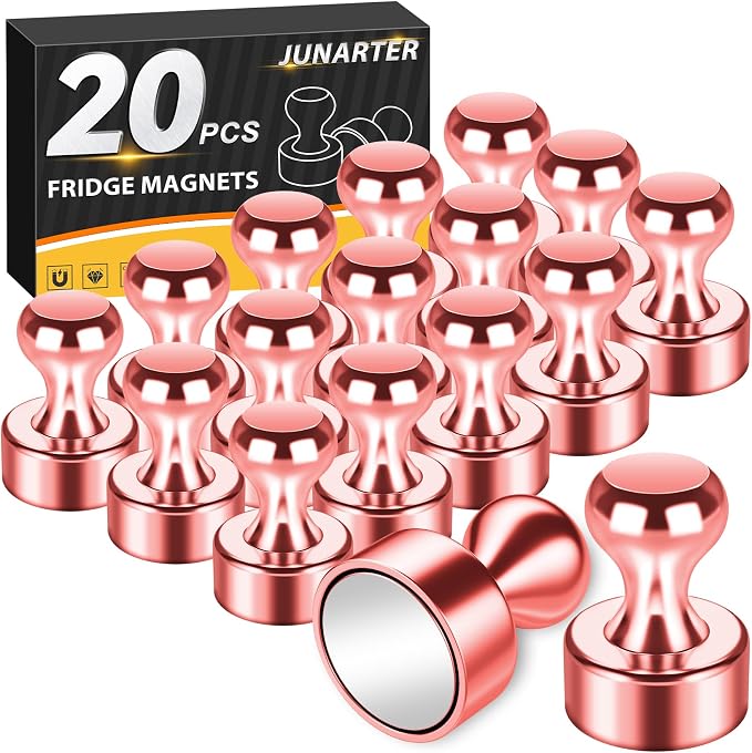 20 Pack Magnetic Push Pins, Rose Gold Strong Fridge Magnets | Whiteboard Magnets, Refrigerator Magnets, Dry Erase Board Magnets for Fridge, Whiteboard, Office, Classroom, Kitchen, Map
