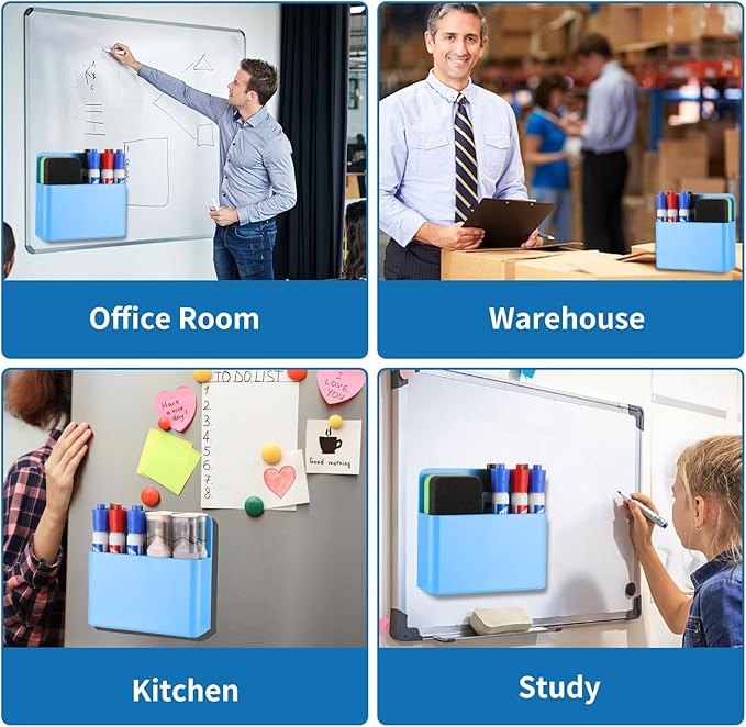 Camelmother 2Magnetic Marker Holder For Whiteboard Dry Erase Marker Holder For Office Refrigerator Fridge Classroom Must (Blue)