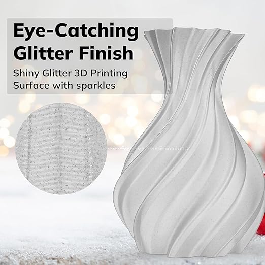 AMOLEN 2kg PLA Pack Glitter Gold & Glitter Silver 3D Printer Filament 1.75mm Shiny Gold Shiny Silver with Sparkles and Glitters Pla 2KG Pack Dimensional Accuracy
