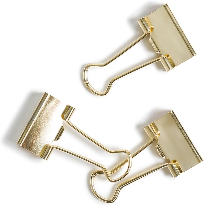 U Brands Binder Clips, 72-Count, 3/4 Inch, Mini Paper Clamps, Gold