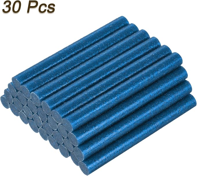 uxcell 30pcs Mini Hot Glue Gun Sticks 4-inch x 0.43-inch High Sticky Large Hot Glue Sticks for Glue Gun, Glitter Bright Blue