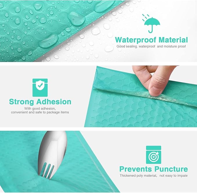 Metronic 1000 Pack Bubble Mailer 6x10 Inch Teal,Usable Size 6x9" Waterproof Padded Envelopes,Self-Seal Modern Bubble Mailers Cushioning for Shipping,Jewelry Makeup Supplies, Packaging Bulk
