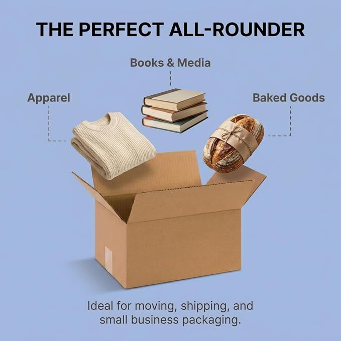 BOX USA Small Shipping Boxes 12"L x 8"W x 6"H (25-Pack) - Corrugated Cardboard Box for Moving, Mailing, Packing, Packaging and Storage