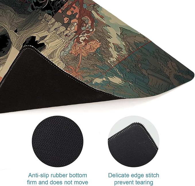 Japanese Skeleton Gaming Mouse Pad, Desk Mat, XL Extended Big Large Mousepad with Non-Slip Rubber Base, Laptop Computer Keyboard Mat Office&Home, 31.5x11.8in, Skull