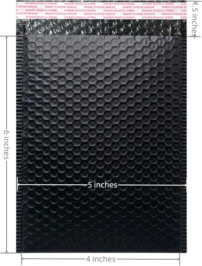 Bubble Mailers 4x6 Inch 12 Pack Small Padded Envelopes Poly Thicken Padded Self Seal Envelopes Bags (Black, 4X6 Inches)