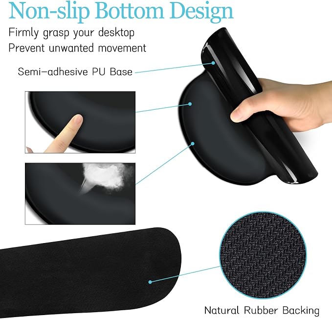 LIMKRIAN Black Large Mouse Pad Set, XXL Desk Matt for Desktop Decor | Ergonomic Wrist Rest Mouse Pad, Computer Keyboard Mat Wrist Support, Coaster, Gaming Mousepad Home Office Desk Accessories