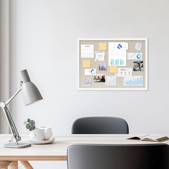DAHAPYBOO Cork Board with Linen White 2Pack,Bulletin Board 23"x17" | Hanging Corkboards for Office Home School Message Board or Vision Board Decoration.