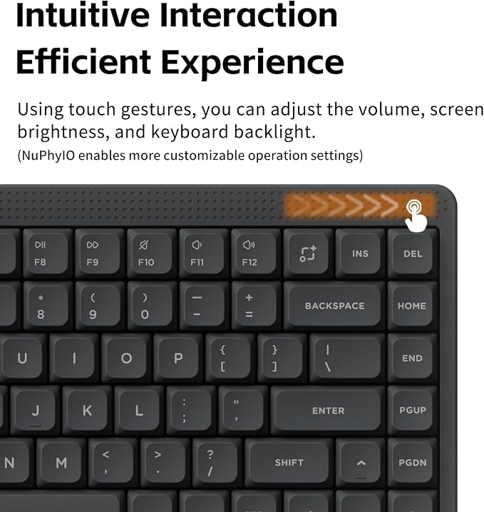 nuphy Node75 Hot-swap Wireless Mechanical Keyboard Gray-Brown Nano Switch | 84 Keys 75% Low Profile Keyboard,For Mac / Windows, Supports Touch Gestures, For Bluetooth, 2.4GHz, USB-C, RGB Backlit