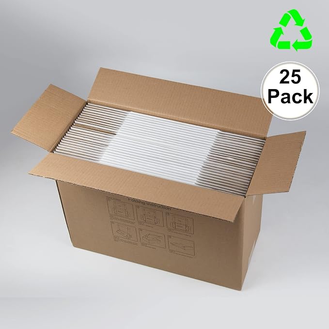 8x8x4 Inches Shipping Boxes Pack of 25, White Corrugated Cardboard Boxes for Small Bussiness