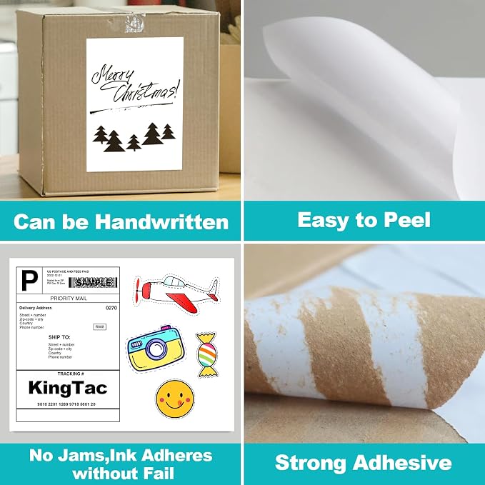 8.5 x 5.5 Inch Label, 2 Per Sheet, 500 Pcs White Self-Adhesive Sticker Paper, Printable Label Sheets Compatible with Inkjet & Laser Printers, Waterproof Scratch Resistant for Mailing, Home Office