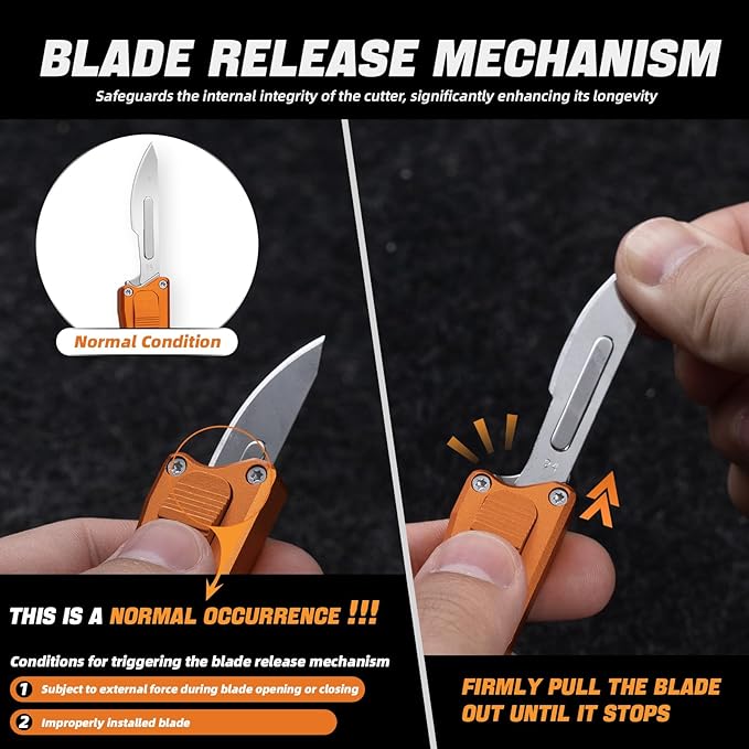 XXOK Automatic Utility knife Push Button EDC portable switch blades knife Box Cutter Scalpel folding Knife with 10PCS blades Orange