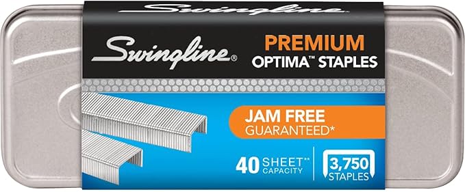 Swingline Staples, Premium for Desktop Staplers, 1/4" Length, 210/Strip, 3750/Box, Jam Free, Optima (35556)