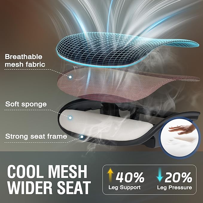 ELABEST Mesh Office Chair,Ergonomic Computer Desk Chair,Sturdy Task Chair- Adjustable Lumbar Support & Armrests,Tilt Function,Comfort Wide Seat,Swivel Home Office Chair