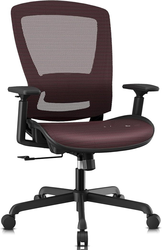ELABEST Mesh Office Chair,Ergonomic Computer Desk Chair,Sturdy Task Chair- Adjustable Lumbar Support & Armrests,Tilt Function,Comfort Wide Seat,Swivel Home Office Chair