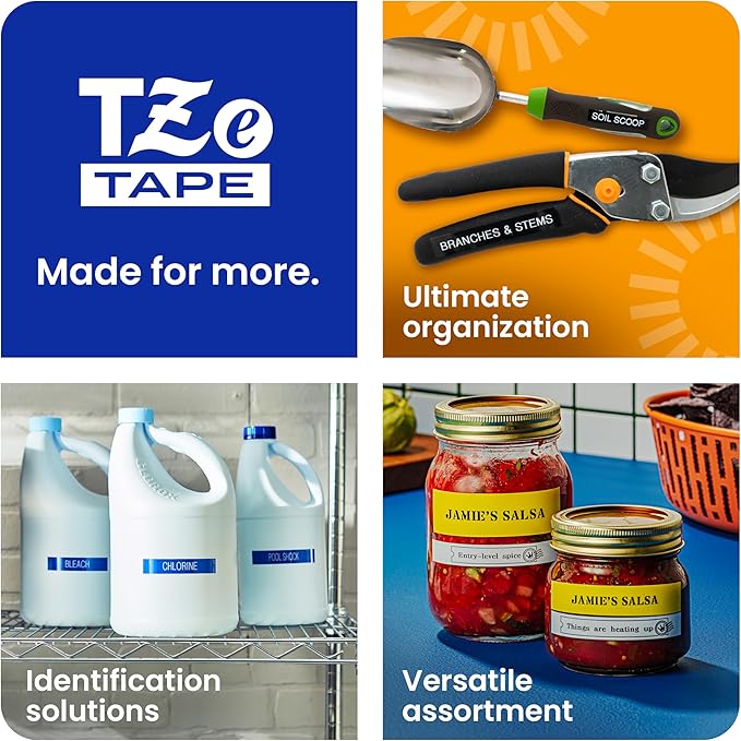 Brother Genuine TZe221 3/8" Black Print on White Label Tape. Each: 0.35 in x 26.2 ft (9 mm x 8 m)