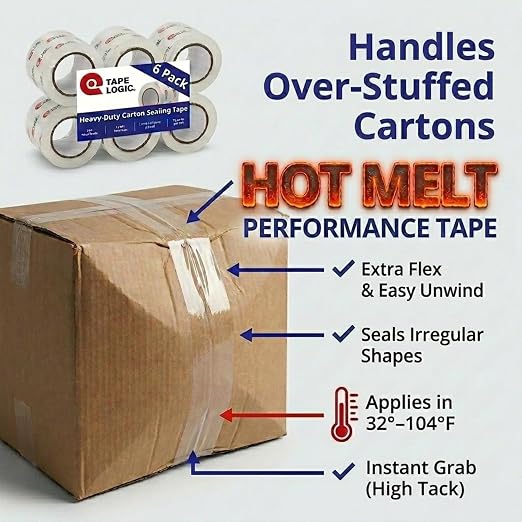 Tape Logic Packing Tape (1-Roll), 2" x 55 yd - Heavy Duty Packaging Tape Refill for Shipping, Moving, Order Fulfillment, Hot Melt 2.2 Mil